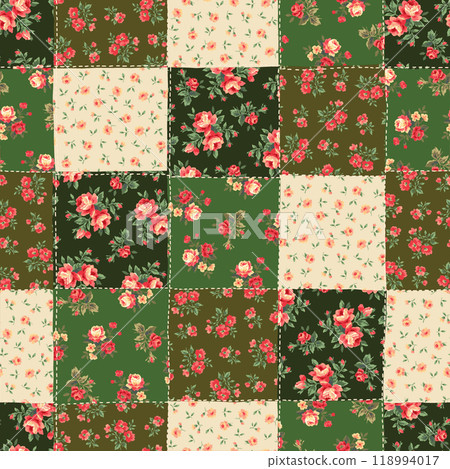 Seamless patchwork with cute floral patterns, 118994017