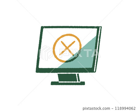 Computer monitor with cross mark - 4 colors 118994062