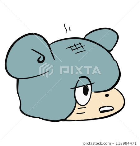 A light blue, cute, expressive, hand-drawn illustration of a mascot character A light blue, cute, expressive, hand-drawn illustration of a mascot character 118994471