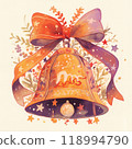 Cute Christmas Bells - Neon Watercolor Cartoon Design 118994790