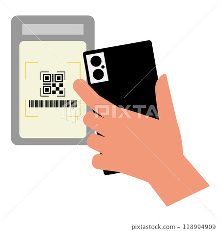 Illustration of making cashless payment with a smartphone 118994909