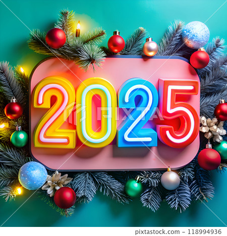 Festive Christmas numbers of the new year 2025 Festive Christmas numbers of the new year 2025 118994936