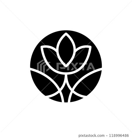 Vector simple lotus flower logo beige line design. template elegant element in trendy linear style. abstract emblem for floral shops or studios, wedding florists, creators of custom floral 118996486