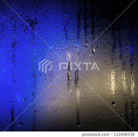 Background of misted glass. Christmas lights 118996536