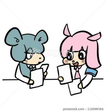 可愛吉祥物人物的富有表現力的手繪插圖 118996568