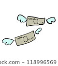 Illustration of bills flying out of a wallet into the sky after being wasted 118996569