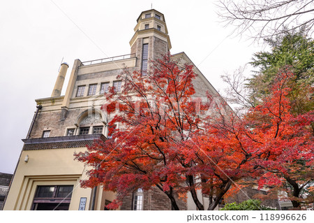 Autumn foliage at Katakura Hall facing Lake Suwa (Suwa City, Nagano Prefecture) 118996626