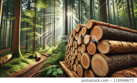 森林的祝福:砍伐木材的景觀 森林的祝福:砍伐木材的景觀 118996673