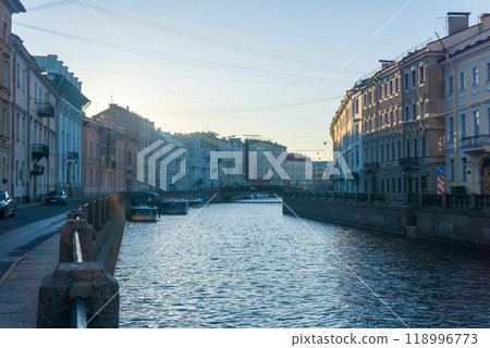 cityscape of the historical center of Saint Petersburg during the white night, Fontanka River Embankment 118996773
