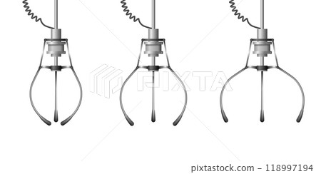 Metallic claw machine for arcade game. Lucky automatic crane for risk game. 118997194