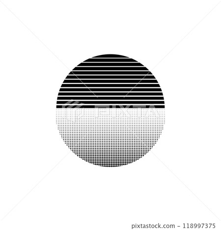 Retro sun emblem circle. Old vintage sunrise sunset design. 118997375