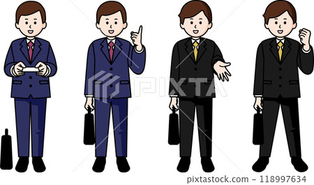 4 種全身姿勢:穿西裝的男人 4 種全身姿勢:穿西裝的男人 118997634