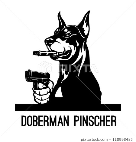 Bad Doberman Pinscher with gun - Bad Dog - Dog gangster 118998485
