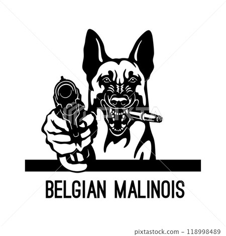 Bad German Shepherd with gun - Bad Dog - Dog gangster 118998489