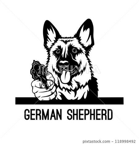 Bad German Shepherd with gun - Bad Dog - Dog gangster 118998492