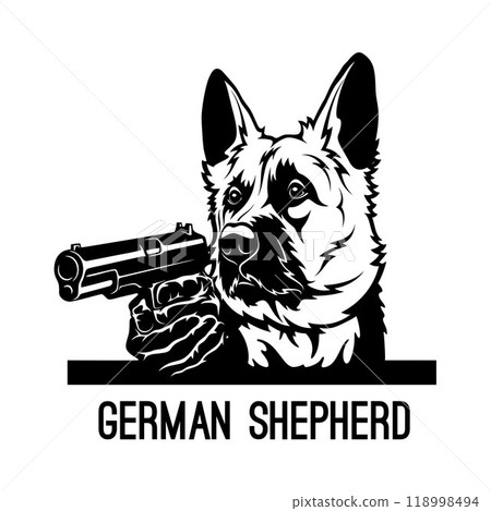 Bad German Shepherd with gun - Bad Dog - Dog gangster 118998494