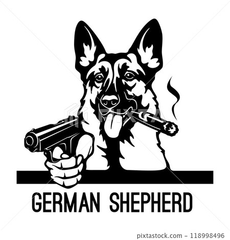 Bad German Shepherd with gun - Bad Dog - Dog gangster 118998496