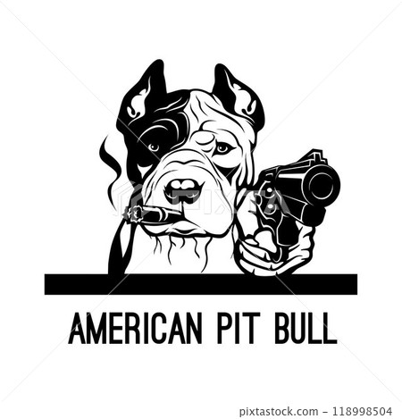 Bad American Pit Bull with gun - Bad Dog - Dog gangster 118998504