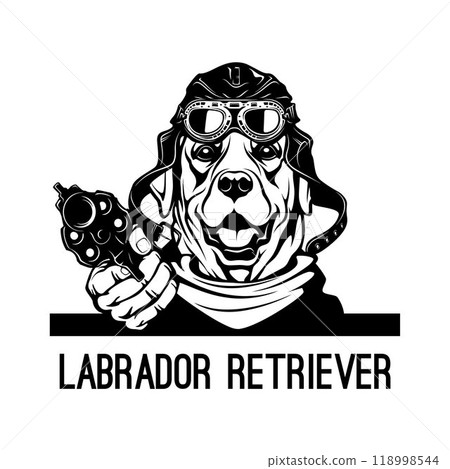 Bad Labrador Retriever with gun - Bad Dog - Dog gangster Bad Labrador Retriever with gun - Bad Dog - Dog gangster 118998544