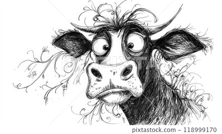 animal, cartoon, cow 118999170