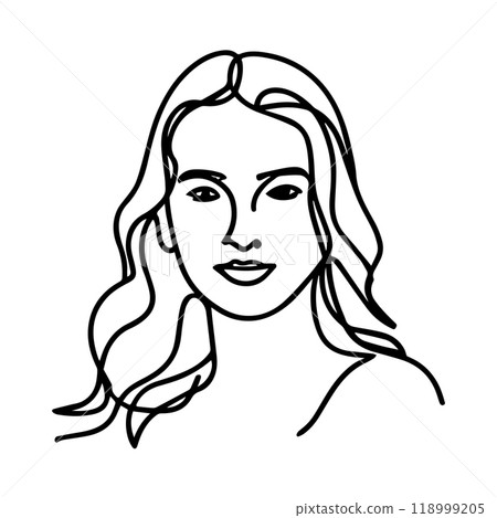 Abstract portrait of a girl with one continuous line, logo 118999205