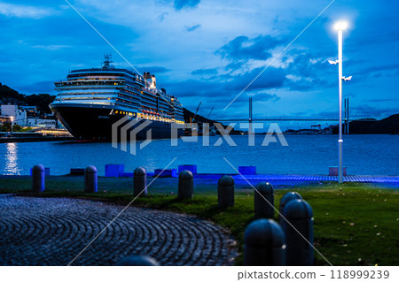 Nagasaki Port Cruise Ship Arrival (Westerdam) Illuminated Night View from Waterfront Forest Park [Nagasaki City] 118999239
