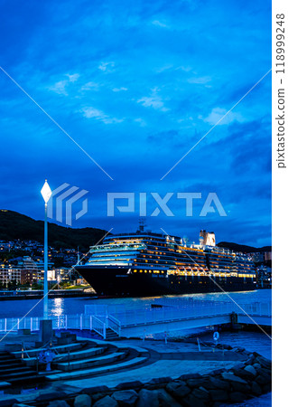 Nagasaki Port Cruise Ship Arrival (Westerdam) Illuminated Night View from Waterfront Forest Park [Nagasaki City] 118999248