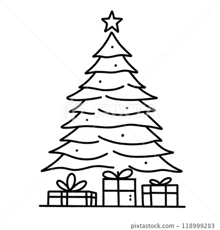 Line art doodle Hand drawn Christmas Winter graphic vector illustration isolated on white background color editable Christmas Tree Line art doodle Hand drawn Christmas Winter graphic vector illustration isolated on white background color editable Christmas Tree 118999283