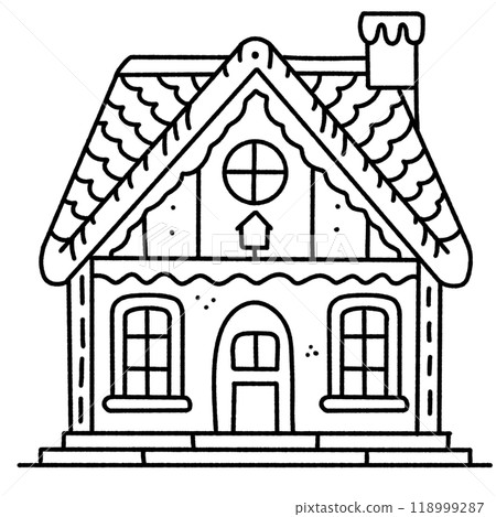 Line art doodle Hand drawn Christmas Winter graphic vector illustration isolated on white background color editable Gingerbread house cookies Line art doodle Hand drawn Christmas Winter graphic vector illustration isolated on white background color editable Gingerbread house cookies 118999287