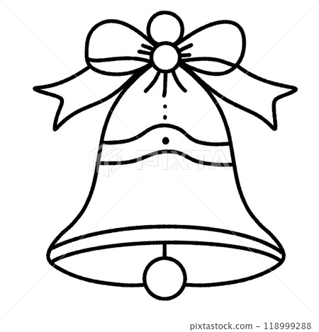 Line art doodle Hand drawn Christmas Winter graphic vector illustration isolated on white background color editable Christmas Bell with a ribbon Line art doodle Hand drawn Christmas Winter graphic vector illustration isolated on white background color editable Christmas Bell with a ribbon 118999288