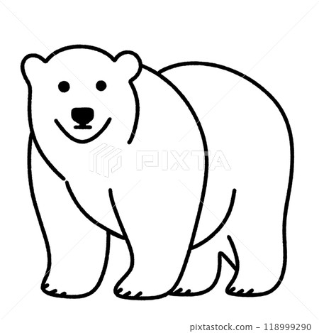 Line art doodle Hand drawn Christmas Winter graphic vector illustration isolated on white background color editable Polar Bear 118999290