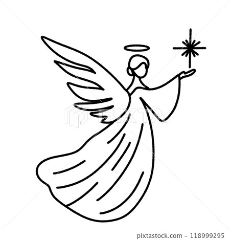 Line art doodle Hand drawn Christmas Winter graphic vector illustration isolated on white background color editable angel Line art doodle Hand drawn Christmas Winter graphic vector illustration isolated on white background color editable angel 118999295