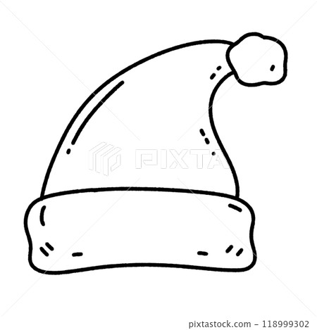 Line art doodle Hand drawn Christmas Winter graphic vector illustration isolated on white background color editable santa hat 118999302