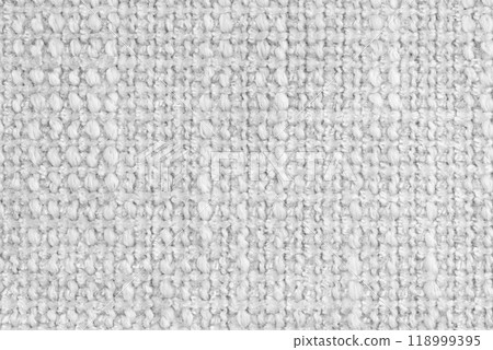 Texture of white jacquard fabric of rough weave, cloth structure background, close up, macro Texture of white jacquard fabric of rough weave, cloth structure background, close up, macro 118999395