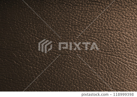 Natural, genuine brown leather with metallic effect, texture of glossy leatherette background Natural, genuine brown leather with metallic effect, texture of glossy leatherette background 118999398