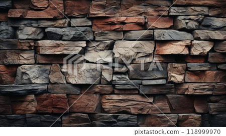 Wall texture of sharp stone bricks tiles background 118999970