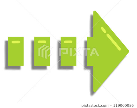 Yellow-green dotted arrow (with reflected light and shadow) Yellow-green dotted arrow (with reflected light and shadow) 119000086