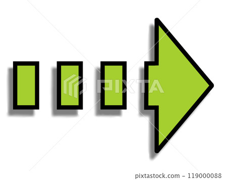 Light green dotted arrow (with lines and shadows) 119000088