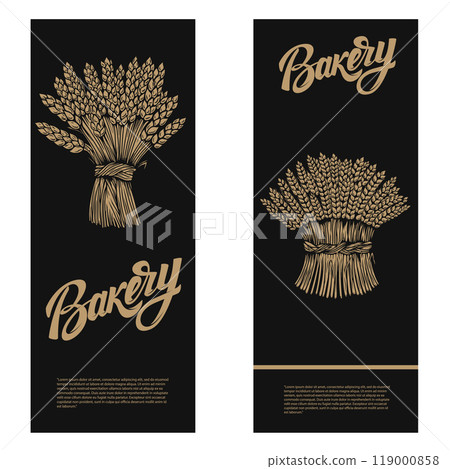 Bakery flyer template. Design element for package, banner, flyer, card. Vector illustration Bakery flyer template. Design element for package, banner, flyer, card. Vector illustration 119000858