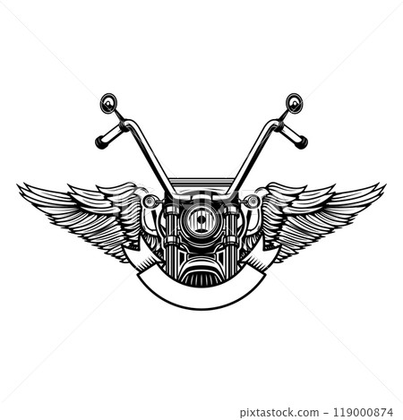 Embleem template with winged motorcycle. Motorcycle, Biker Monogram, Big Bike Monogram, Chopper Monogram 119000874