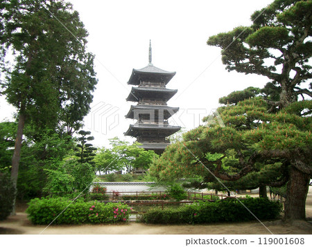 Five-story pagoda at the ruins of Bitchu-Kokubunji Temple (Nisshozan Kokubunji Temple) in Okayama Prefecture 119001608