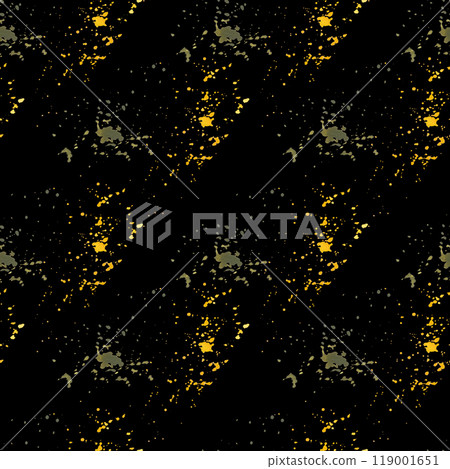 Seamless watercolor pattern. Blots and spots of yellow and green watercolor, hand-painted with watercolor on a black background. Suitable for printing on fabric, paper, for design and scrapbooking. 119001651