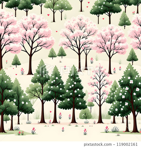 七彩春天櫻花樹無縫圖案背景素材 七彩春天櫻花樹無縫圖案背景素材 119002161