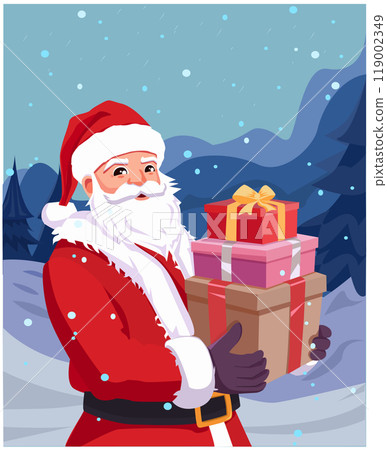 Santa with gifts cute hand-drawing vector illustration Santa with gifts cute hand-drawing vector illustration 119002349