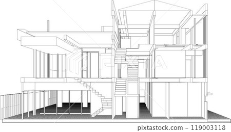 3D illustration of building project 3D illustration of building project 119003118