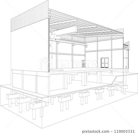 3D illustration of building project 3D illustration of building project 119003331