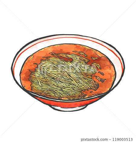 醬油拉麵手寫毛筆繪畫風格插畫 119003513