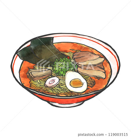 醬油拉麵手寫毛筆繪畫風格插畫 醬油拉麵手寫毛筆繪畫風格插畫 119003515
