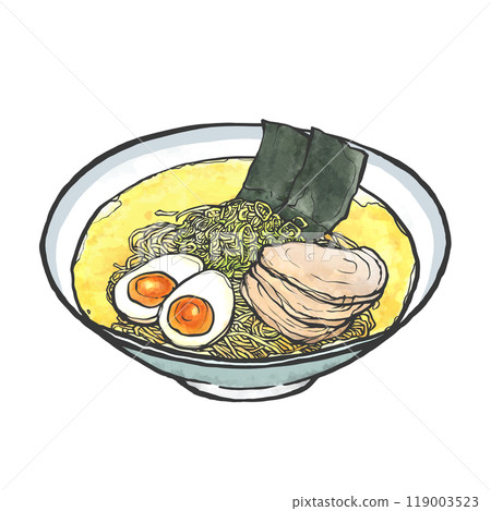 鹽拉麵的手寫筆畫風格插畫 119003523