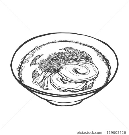 Hand-drawn illustration of tonkotsu ramen 119003526